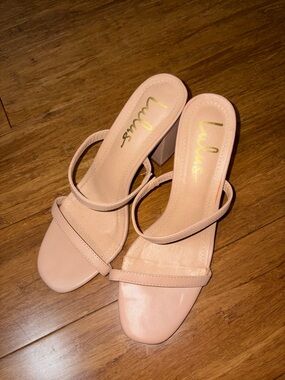 Lulu's Nude Blush Strappy Block Heel Sandals